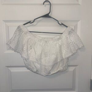 NWT Francesca’s white off the shoulder crop top